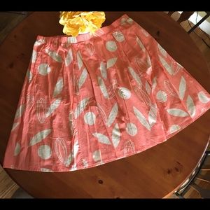 Lane Bryant Coral Beige Leaf A-Line Skirt 22/24